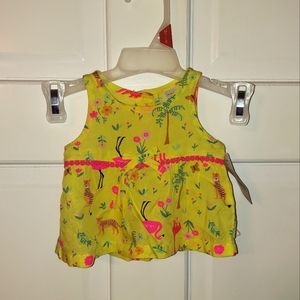 Carters NB Girls Tiger Giraffe Yellow Top
